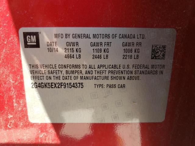 Photo 10 from auction – 2015 BUICK REGAL with VIN 2G4GK5EX2F9154375