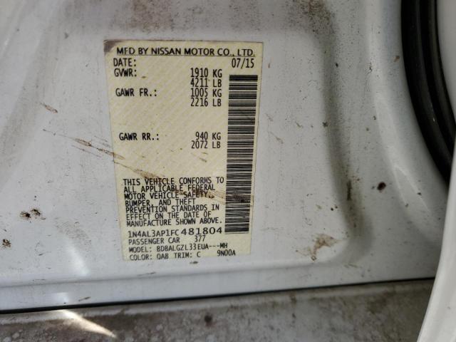 Photo 10 from auction – 2015 NISSAN ALTIMA 2.5 with VIN 1N4AL3AP1FC481804