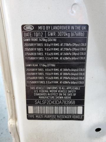 Photo 10 from auction – 2013 LAND ROVER RANGE ROVE with VIN SALSF2D43DA783968