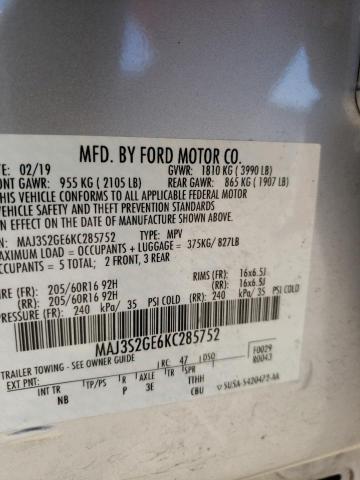 Photo 10 from auction – 2019 FORD ECOSPORT S with VIN MAJ3S2GE6KC285752