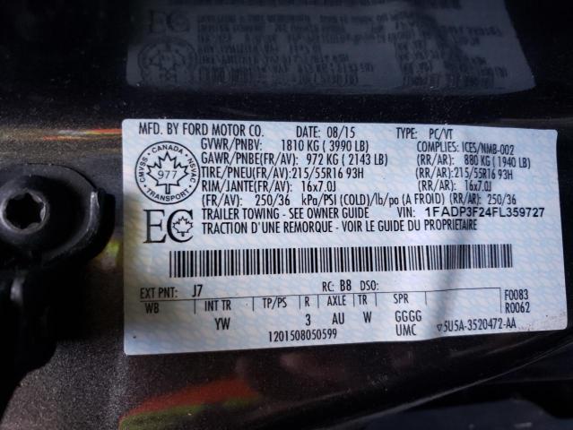 Photo 10 from auction – 2015 FORD FOCUS SE with VIN 1FADP3F24FL359727