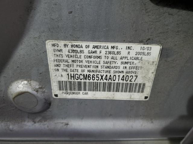 Photo 10 from auction – 2004 HONDA ACCORD with VIN 1HGCM665X4A014027