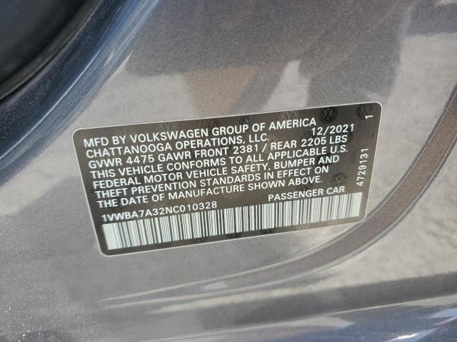Photo 10 from auction – 2022 VOLKSWAGEN PASSAT LIM with VIN 1VWBA7A32NC010328