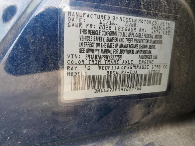 Photo 10 from auction – 2017 NISSAN SENTRA with VIN 3N1AB7AP9HY227758
