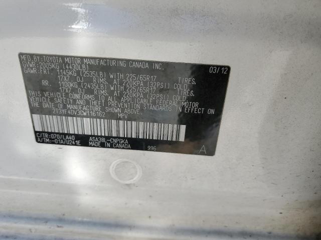Photo 10 from auction – 2012 TOYOTA RAV4 LIMIT with VIN 2T3YF4DV3CW116162