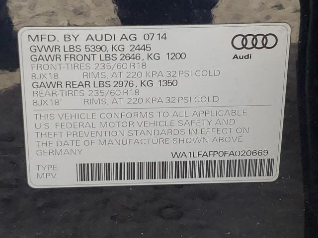Photo 10 from auction – 2015 AUDI Q5 PREMIUM with VIN WA1LFAFP0FA020669