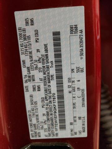Photo 10 from auction – 2016 FORD F150 SUPER with VIN 1FTEW1EF9GKF17870