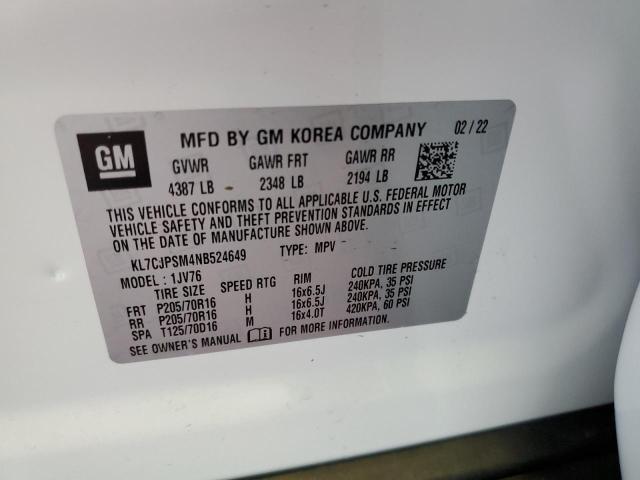 Photo 10 from auction – 2022 CHEVROLET TRAX 1LT with VIN KL7CJPSM4NB524649