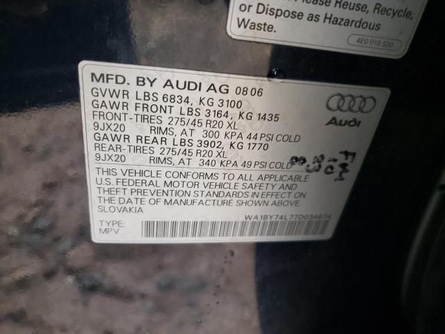 Photo 10 from auction – 2007 AUDI Q7 3.6 QUA with VIN WA1BY74L77D034674