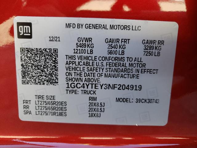 Photo 10 from auction – 2022 CHEVROLET SILVERADO with VIN 1GC4YTEY3NF204919