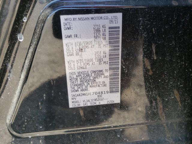 Photo 10 from auction – 2015 NISSAN PATHFINDER with VIN 5N1AR2MN1FC704819