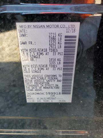 Photo 10 from auction – 2019 NISSAN PATHFINDER with VIN 5N1DR2MN3KC599918