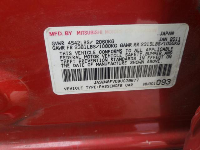Photo 10 from auction – 2011 MITSUBISHI LANCER EVO with VIN JA32W8FV0BU029677