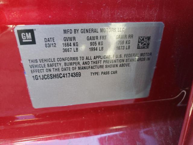 Photo 10 from auction – 2012 CHEVROLET SONIC LT with VIN 1G1JC6SH6C4174369