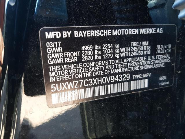 Photo 10 from auction – 2017 BMW X3 SDRIVE2 with VIN 5UXWZ7C3XH0V94329