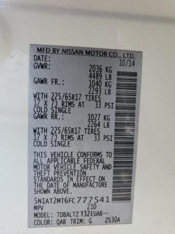 Photo 10 from auction – 2015 NISSAN ROGUE S with VIN 5N1AT2MT6FC777541