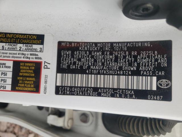 Photo 10 from auction – 2017 TOYOTA CAMRY LE with VIN 4T1BF1FK5HU348124