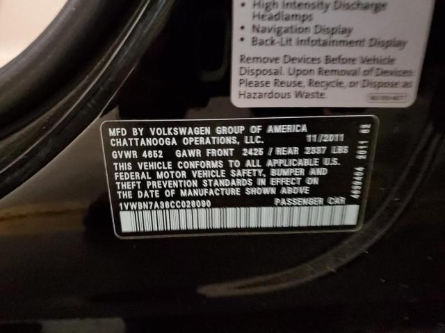 Photo 10 from auction – 2012 VOLKSWAGEN PASSAT SE with VIN 1VWBN7A36CC028090
