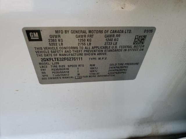 Photo 10 from auction – 2015 GMC TERRAIN SL with VIN 2GKFLTE32F6276111