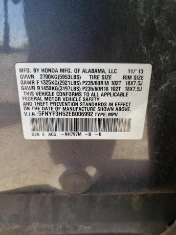 Photo 10 from auction – 2014 HONDA PILOT EXL with VIN 5FNYF3H52EB006992