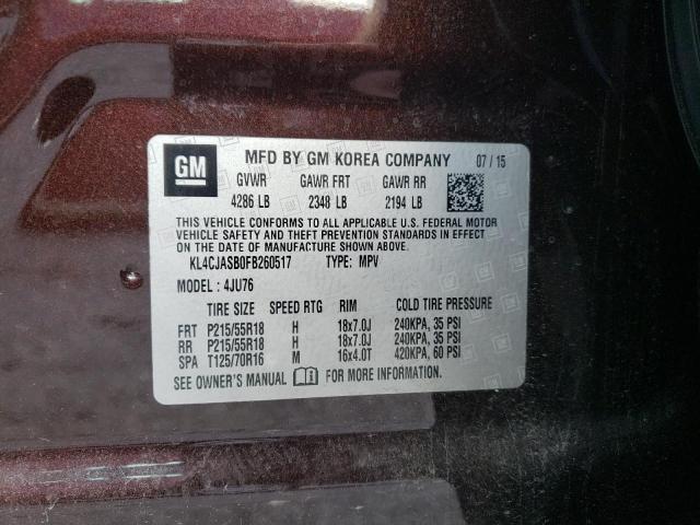 Photo 10 from auction – 2015 BUICK ENCORE with VIN KL4CJASB0FB260517
