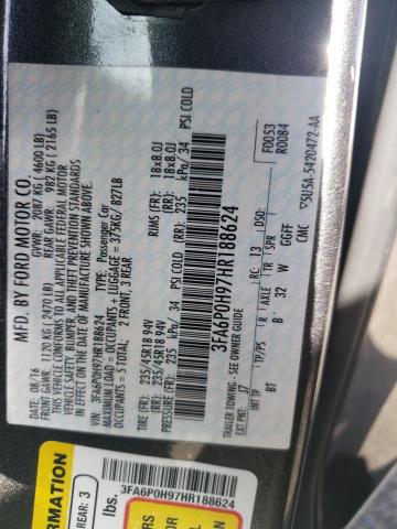 Photo 10 from auction – 2017 FORD FUSION SE with VIN 3FA6P0H97HR188624