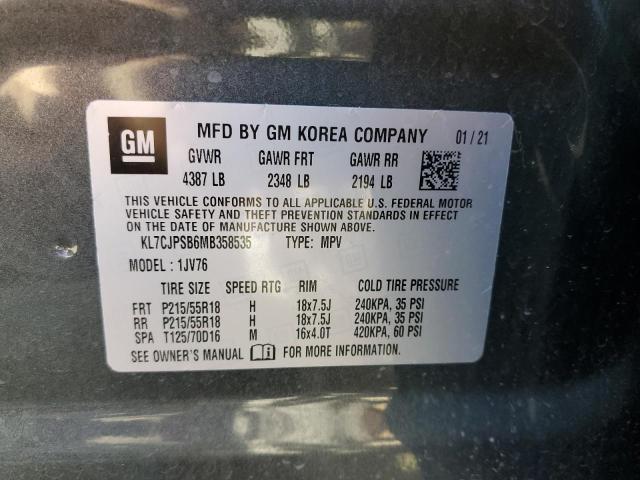 Photo 10 from auction – 2021 CHEVROLET TRAX 1LT with VIN KL7CJPSB6MB358535