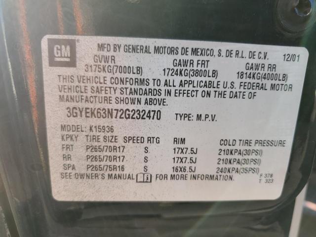 Photo 10 from auction – 2002 CADILLAC ESCALADE E with VIN 3GYEK63N72G232470