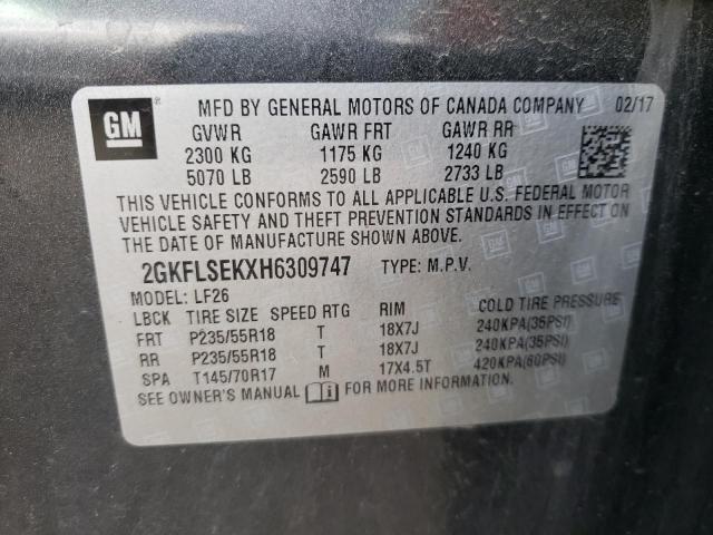 Photo 10 from auction – 2017 GMC TERRAIN SL with VIN 2GKFLSEKXH6309747