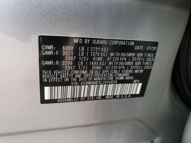Photo 10 from auction – 2020 SUBARU ASCENT LIM with VIN 4S4WMAMD3L3454629
