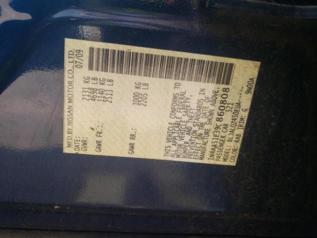 Photo 10 from auction – 2009 NISSAN MAXIMA S with VIN 1N4AA51E39C860808