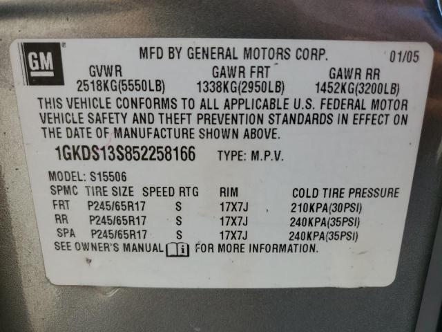 Photo 10 from auction – 2005 GMC ENVOY with VIN 1GKDS13S852258166