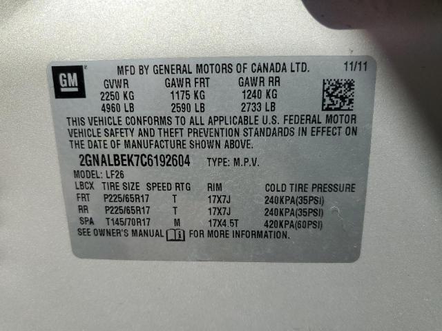 Photo 10 from auction – 2012 CHEVROLET EQUINOX LS with VIN 2GNALBEK7C6192604