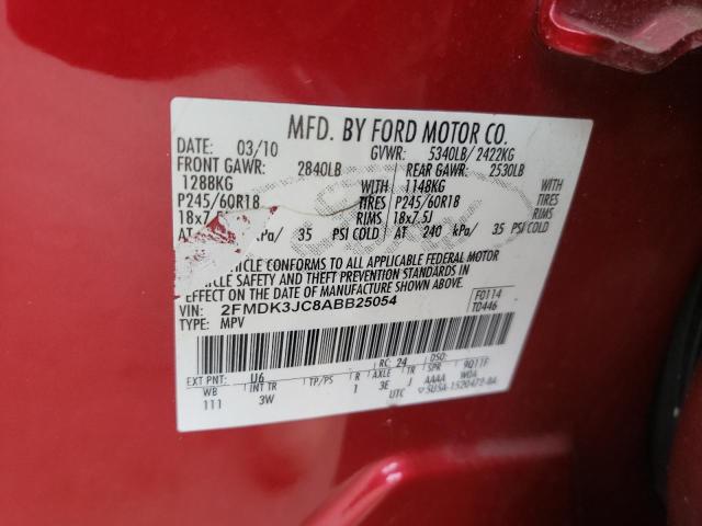 Photo 10 from auction – 2010 FORD EDGE SEL with VIN 2FMDK3JC8ABB25054