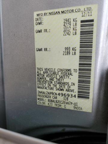Photo 10 from auction – 2012 NISSAN ALTIMA BAS with VIN 1N4AL2AP9CN496934