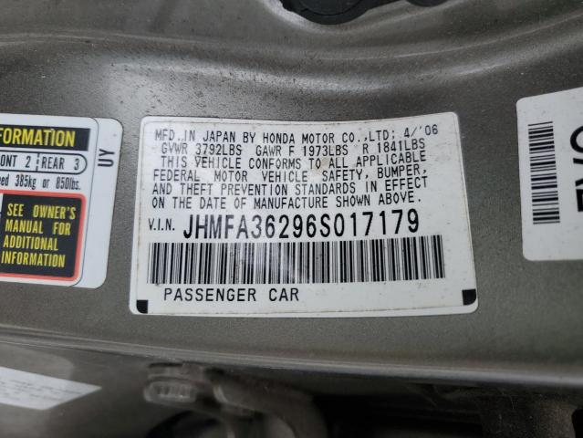 Photo 10 from auction – 2006 HONDA CIVIC HYBR with VIN JHMFA36296S017179