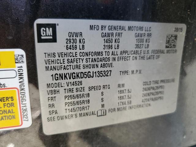 Photo 10 from auction – 2016 CHEVROLET TRAVERSE L with VIN 1GNKVGKD5GJ135327