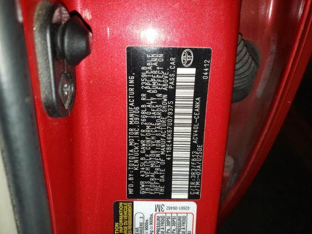 Photo 10 from auction – 2007 TOYOTA CAMRY CE with VIN 4T1BE46K67U079375