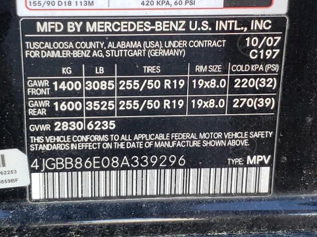 Photo 10 from auction – 2008 MERCEDES-BENZ ML 350 with VIN 4JGBB86E08A339296