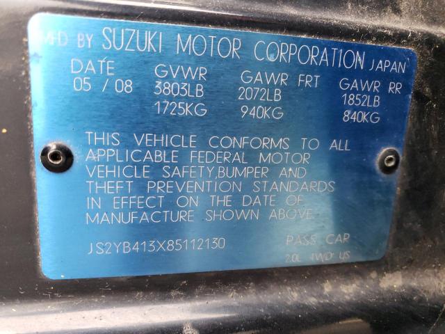 Photo 10 from auction – 2008 SUZUKI SX4 BASE with VIN JS2YB413X85112130