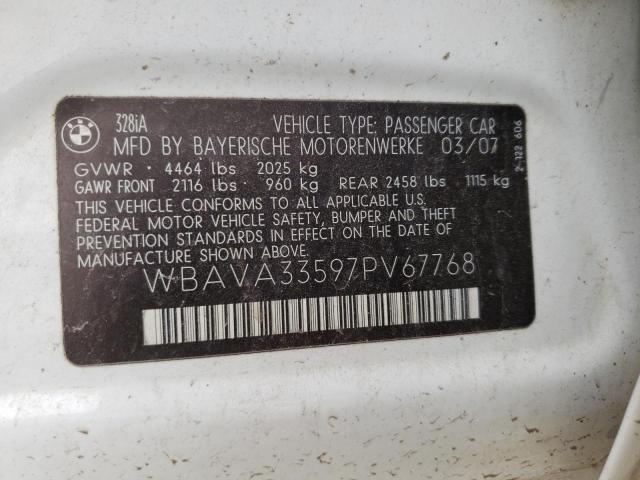 Photo 10 from auction – 2007 BMW 328 I with VIN WBAVA33597PV67768