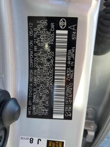 Photo 10 from auction – 2012 TOYOTA PRIUS with VIN JTDKN3DU5C1546722