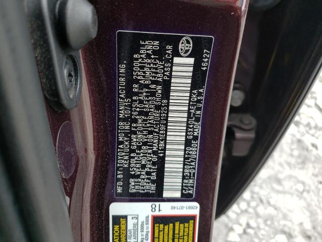 Photo 10 from auction – 2015 TOYOTA AVALON XLE with VIN 4T1BK1EB9FU192518