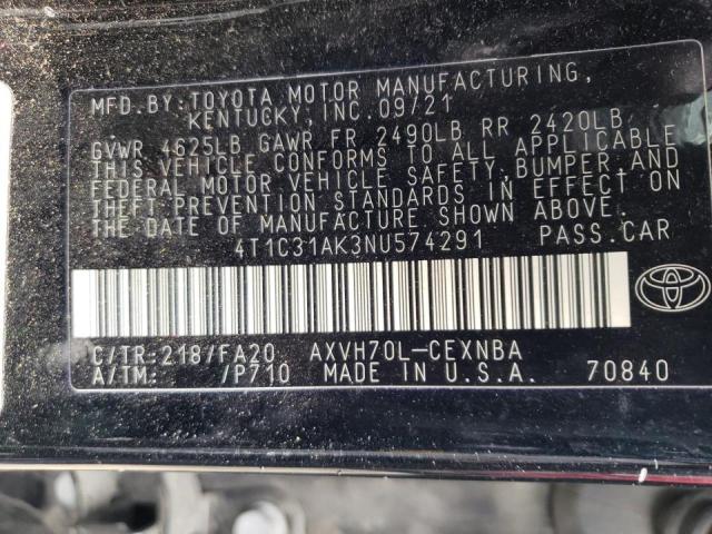 Photo 10 from auction – 2022 TOYOTA CAMRY LE with VIN 4T1C31AK3NU574291