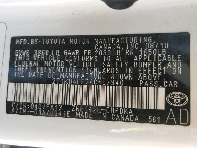 Photo 10 from auction – 2010 TOYOTA COROLLA MA with VIN 2T1KU4EE2AC467940