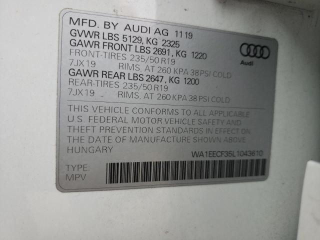 Photo 10 from auction – 2020 AUDI Q3 PREMIUM with VIN WA1EECF35L1043610