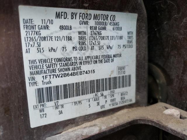 Photo 10 from auction – 2011 FORD F250 SUPER with VIN 1FT7W2B64BEB74315
