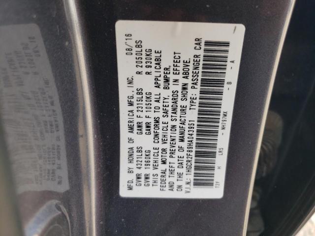 Photo 10 from auction – 2017 HONDA ACCORD EXL with VIN 1HGCR2F89HA043951