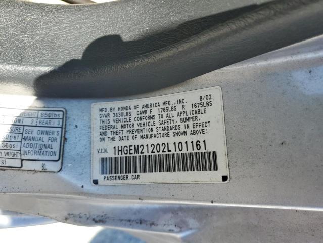 Photo 10 from auction – 2002 HONDA CIVIC DX with VIN 1HGEM21202L101161