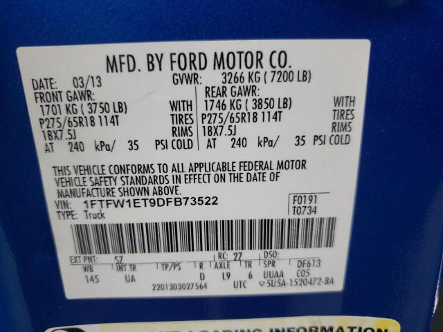 Photo 10 from auction – 2013 FORD F150 SUPER with VIN 1FTFW1ET9DFB73522